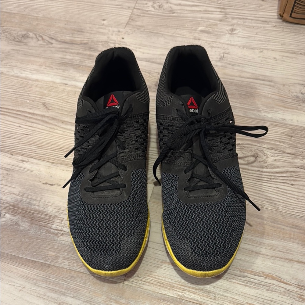 Reebok Black Mesh Sneakers with Yellow Trim